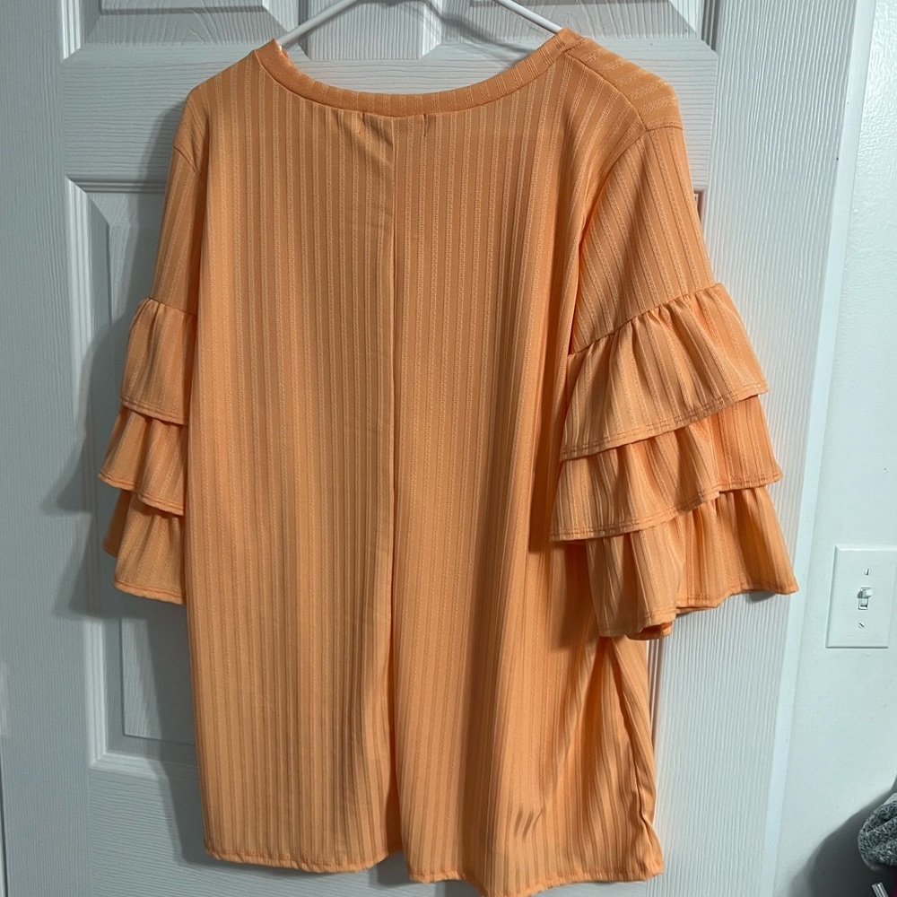 Orange Blouse 3/4 ruffled sleeve